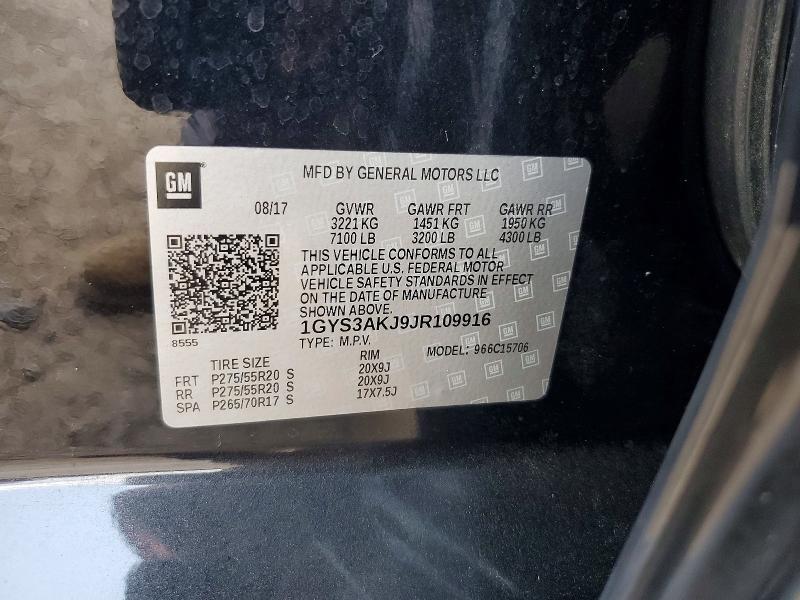 Aukcja sprzedaży 2018 Cadillac Escalade, vin: 1GYS3AKJ9JR109916, numer aukcji: 64211786