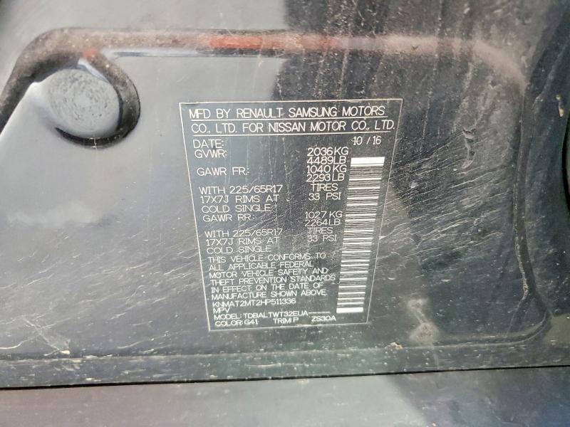 63315156 :رقم المزاد ، KNMAT2MT2HP511336 vin ، 2017 Nissan Rogue مزاد بيع