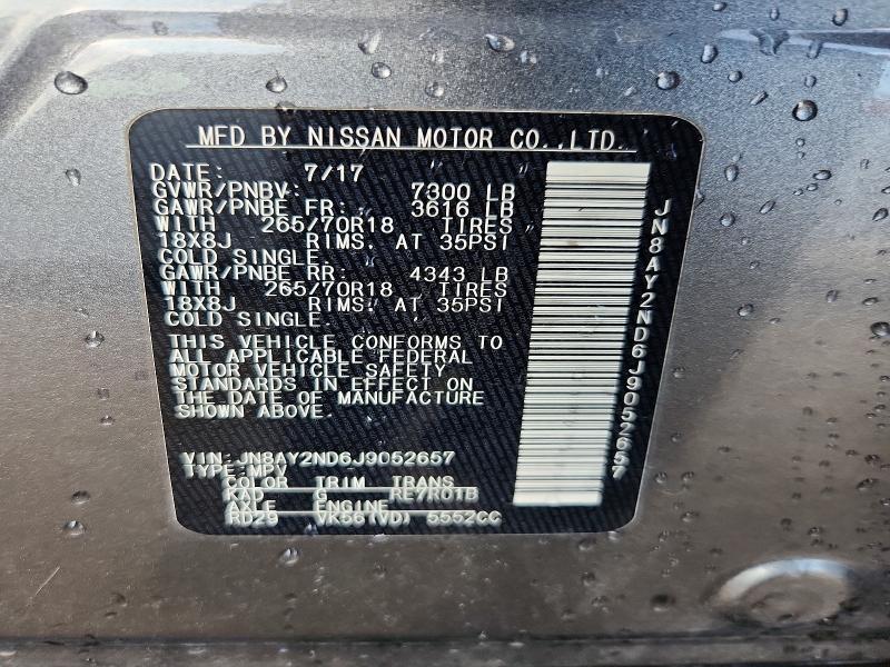 63892926 :رقم المزاد ، JN8AY2ND6J9052657 vin ، 2018 Nissan Armada مزاد بيع