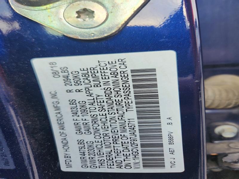 Aukcja sprzedaży 2018 Honda Accord, vin: 1HGCV2F97JA045711, numer aukcji: 66774866