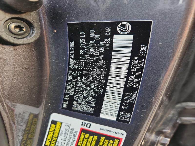 66377896 :رقم المزاد ، 58ADZ1B1XRU162411 vin ، 2024 Lexus Es 350 مزاد بيع