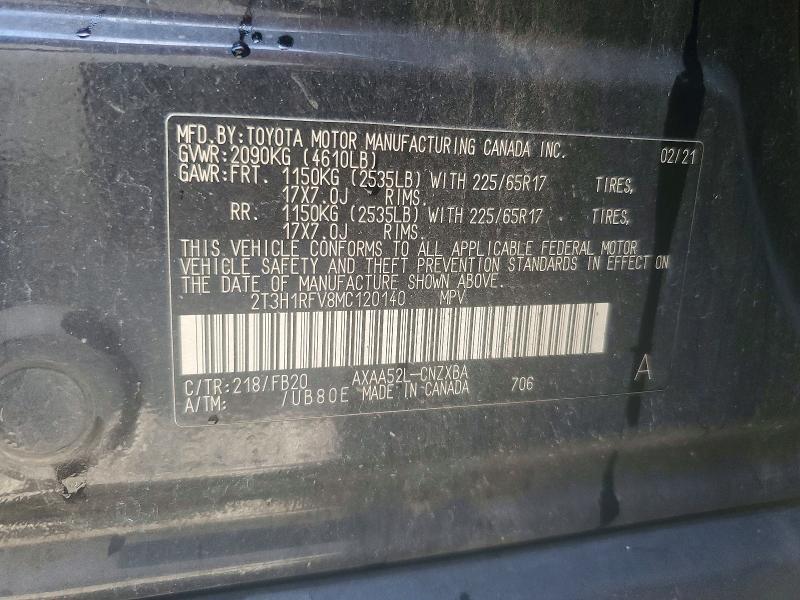 2021 Toyota Rav4 მანქანა იყიდება აუქციონზე, vin: 2T3H1RFV8MC120140, აუქციონის ნომერი: 64496796