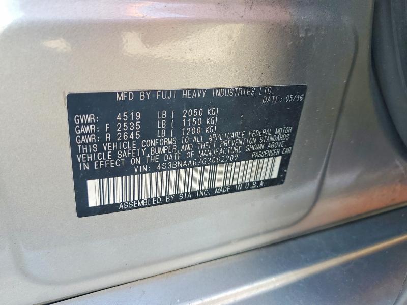 63897546 :رقم المزاد ، 4S3BNAA67G3062202 vin ، 2016 Subaru Legacy مزاد بيع