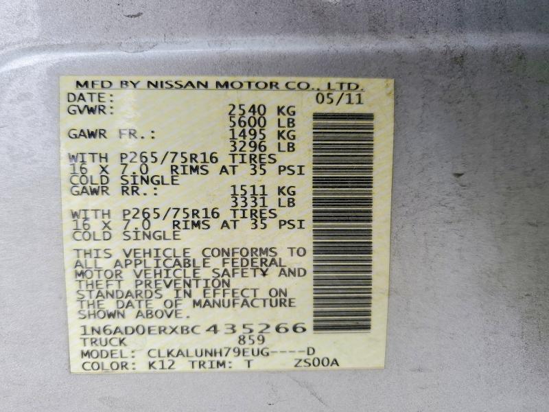 64078626 :رقم المزاد ، 1N6AD0ERXBC435266 vin ، 2011 Nissan Frontier مزاد بيع