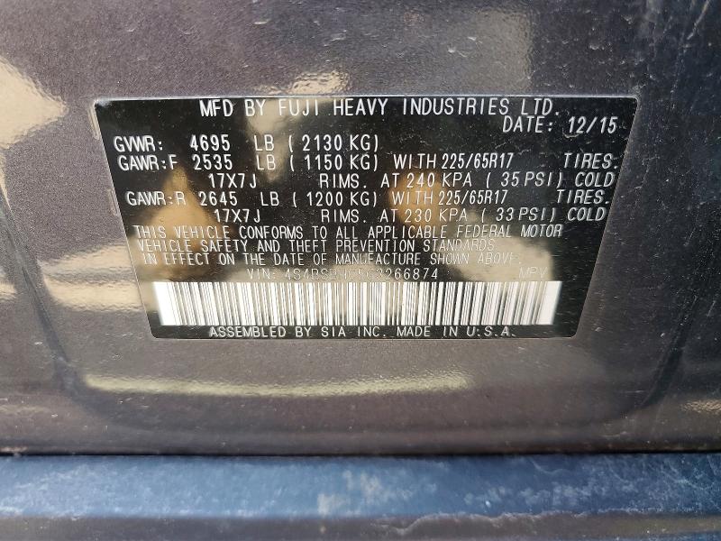 66189786 :رقم المزاد ، 4S4BSBHC5G3266874 vin ، 2016 Subaru Outback مزاد بيع