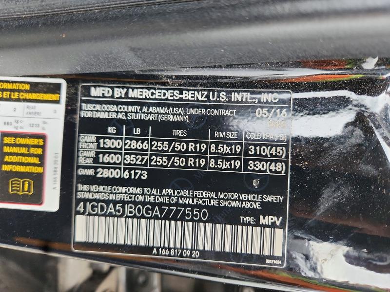 Продаж на аукціоні авто 2016 Mercedes-benz Gle, vin: 4JGDA5JB0GA777550, номер лоту: 66249776