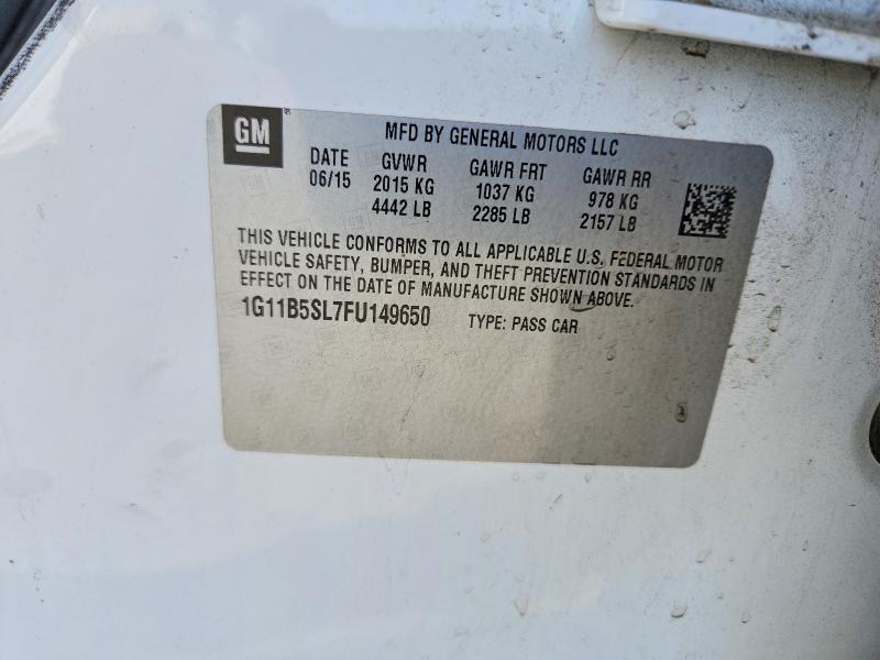 65121146 :رقم المزاد ، 1G11B5SL7FU149650 vin ، 2015 Chevrolet Malibu مزاد بيع