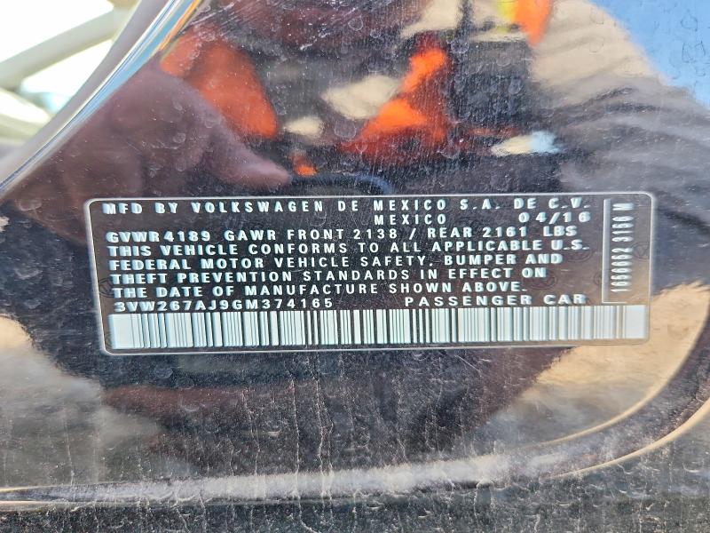 66128186 :رقم المزاد ، 3VW267AJ9GM374165 vin ، 2016 Volkswagen Jetta مزاد بيع