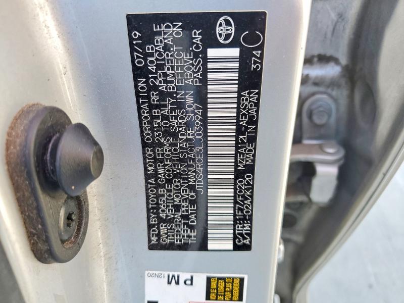 Aukcja sprzedaży 2020 Toyota Corolla, vin: JTDS4RCE3LJ039947, numer aukcji: 63928036