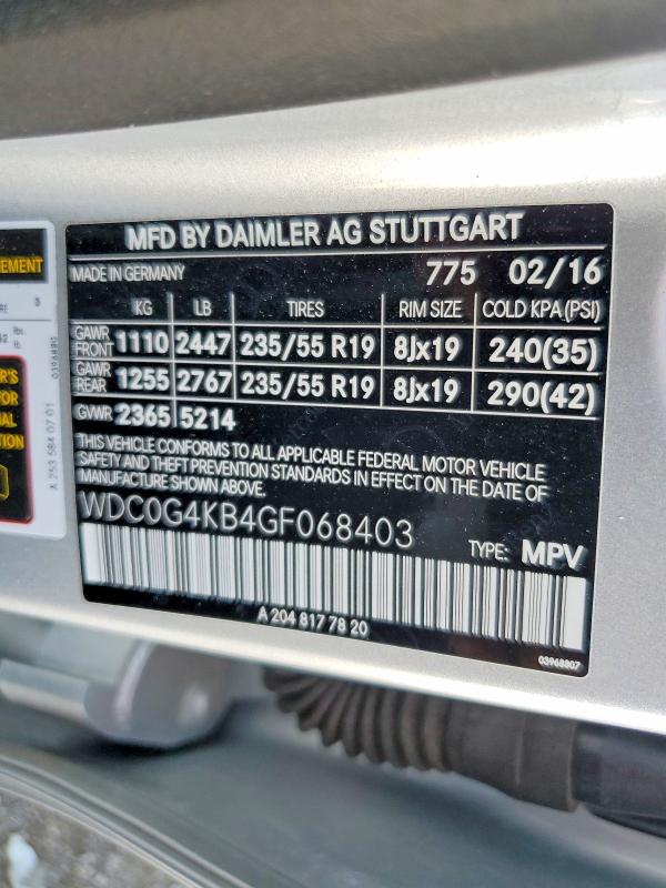 Продаж на аукціоні авто 2016 Mercedes-benz Glc, vin: WDC0G4KB4GF068403, номер лоту: 65348746