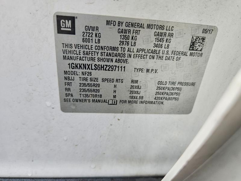 Aukcja sprzedaży 2017 Gmc Acadia, vin: 1GKKNXLS6HZ297111, numer aukcji: 64994776