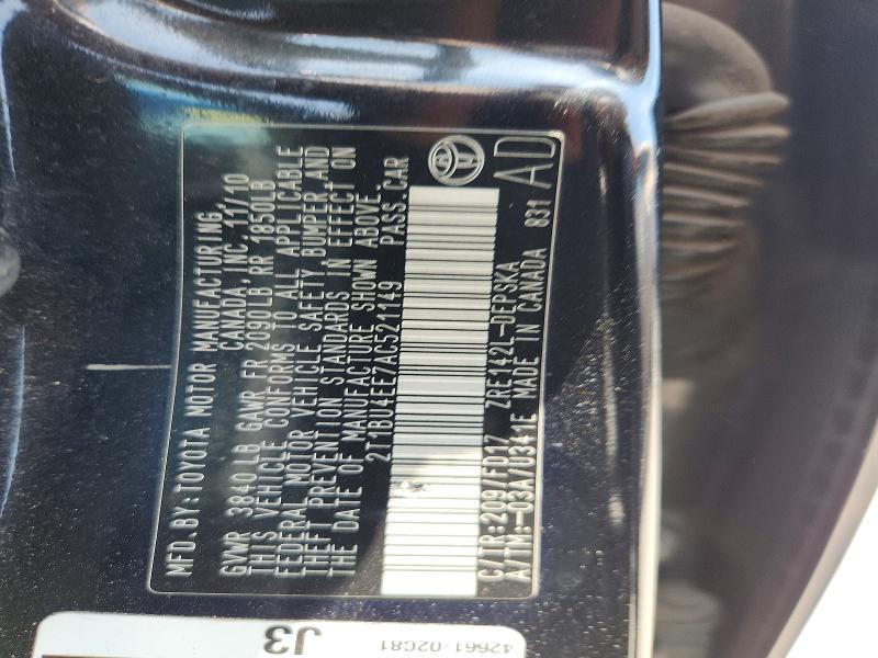 Продаж на аукціоні авто 2010 Toyota Corolla, vin: 2T1BU4EE7AC521149, номер лоту: 63925556