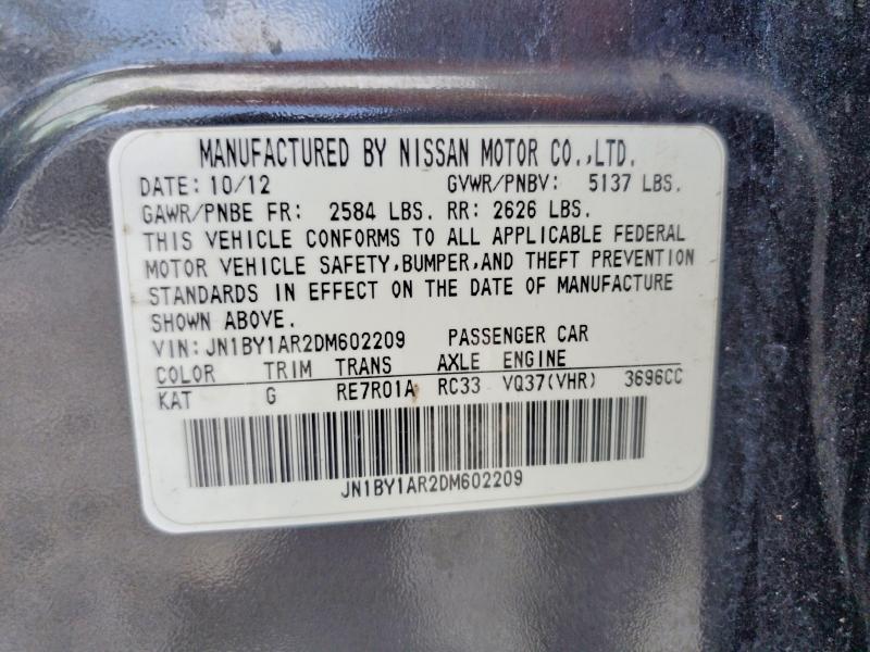 Продажа на аукционе авто 2013 Infiniti M37, vin: JN1BY1AR2DM602209, номер лота: 64022346