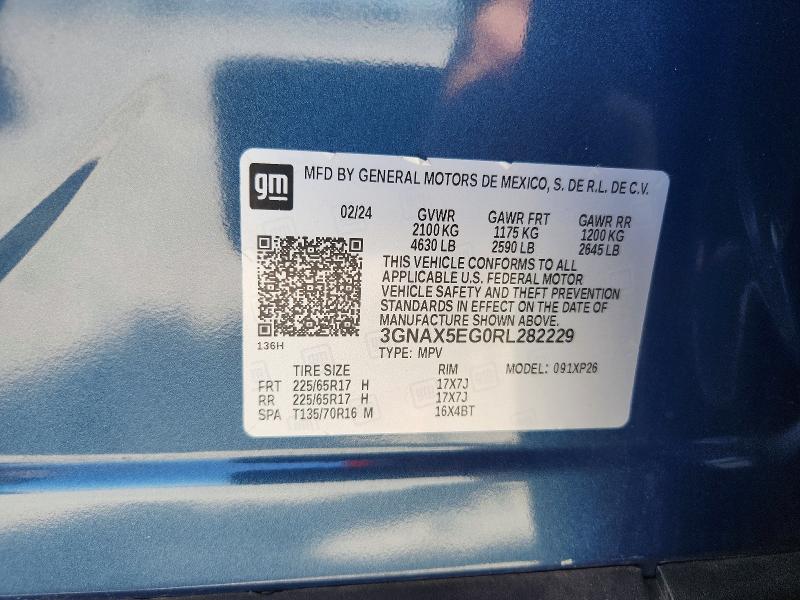 Продажа на аукционе авто 2024 Chevrolet Equinox, vin: 3GNAX5EG0RL282229, номер лота: 65843986
