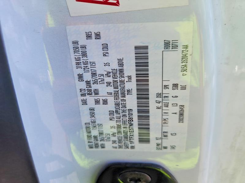 63189626 :رقم المزاد ، 1FTFX1E57NFB81019 vin ، 2022 Ford F150 مزاد بيع