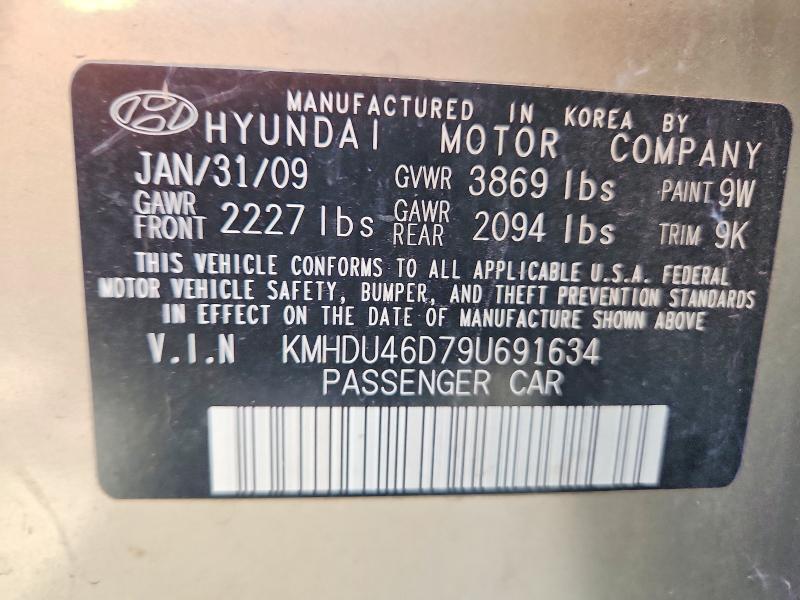 61450826 :رقم المزاد ، KMHDU46D79U691634 vin ، 2009 Hyundai Elantra مزاد بيع