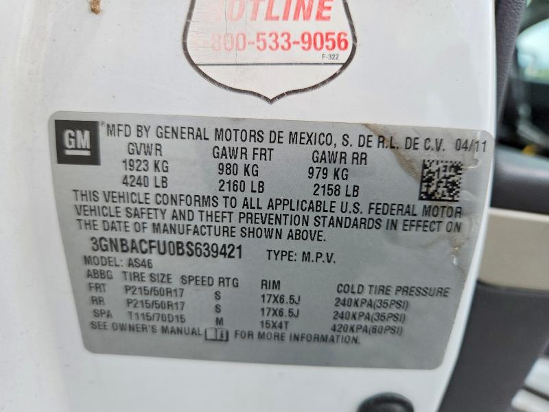 67013826 :رقم المزاد ، 3GNBACFU0BS639421 vin ، 2011 Chevrolet Hhr مزاد بيع
