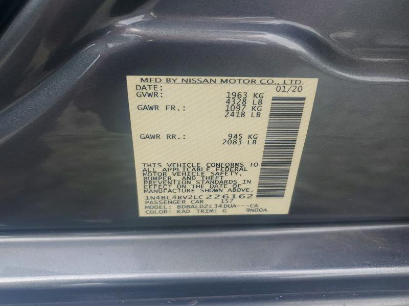 Продаж на аукціоні авто 2020 Nissan Altima, vin: 1N4BL4BV2LC226162, номер лоту: 64330576