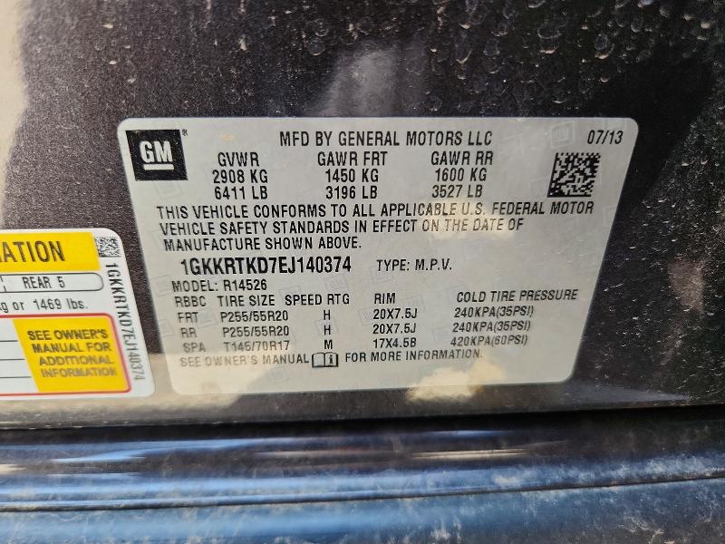Auction sale of the 2014 Gmc Acadia, vin: 1GKKRTKD7EJ140374, lot number: 63770696
