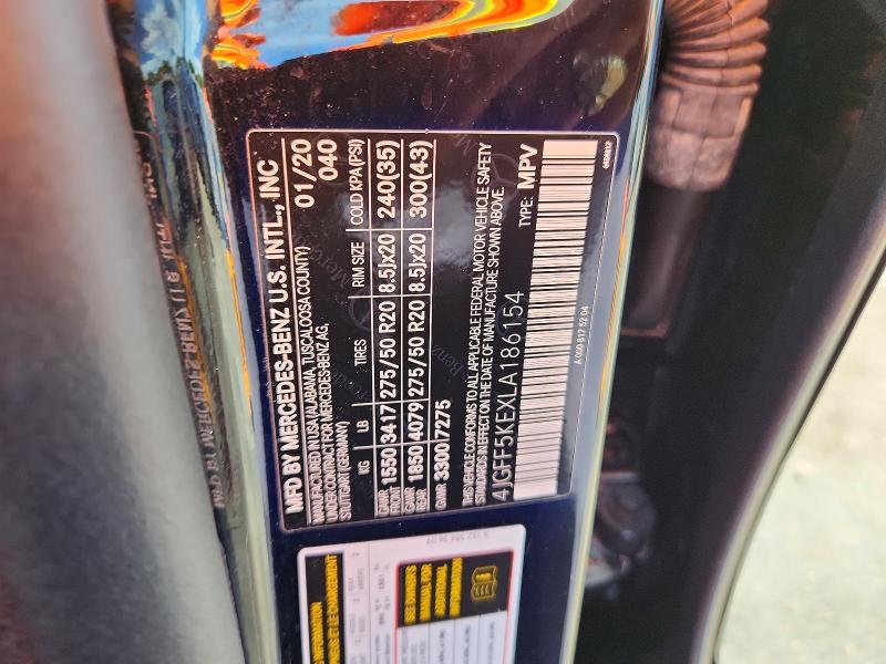 66395466 :رقم المزاد ، 4JGFF5KEXLA186154 vin ، 2020 Mercedes-benz Gls مزاد بيع