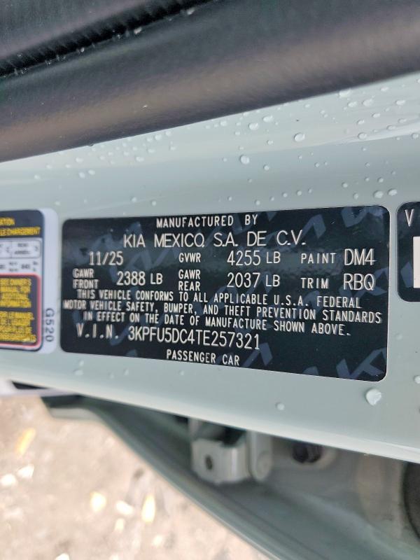 64054536 :رقم المزاد ، 3KPFU5DC4TE257321 vin ، 2026 Kia K4 مزاد بيع