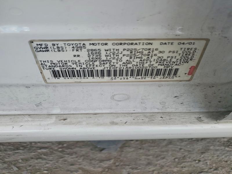 Aukcja sprzedaży 2001 Toyota Highlander, vin: JTEHF21A810022720, numer aukcji: 64655016