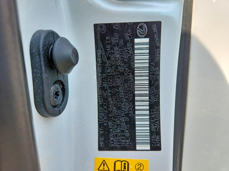 Aukcja sprzedaży 2018 Lexus Es, vin: 58ABK1GG1JU093847, numer aukcji: 64728956