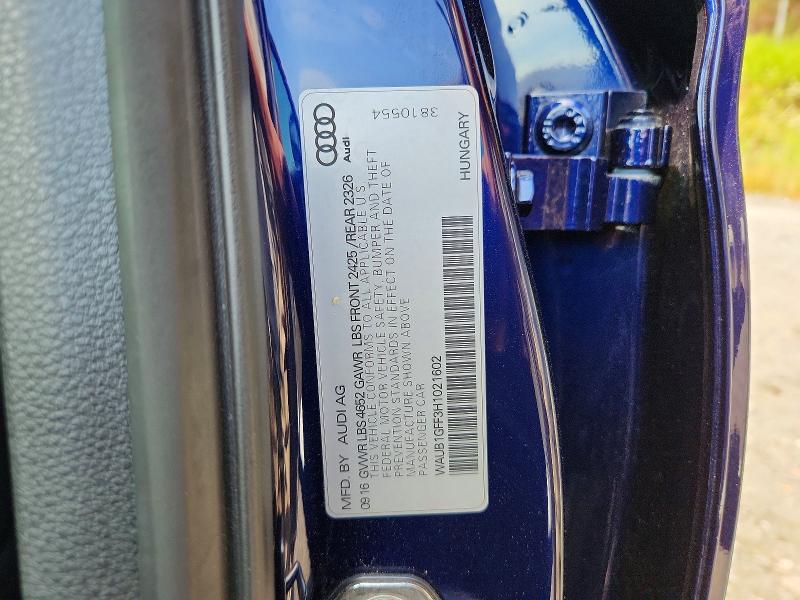 Aukcja sprzedaży 2017 Audi S3, vin: WAUB1GFF3H1021602, numer aukcji: 65003906