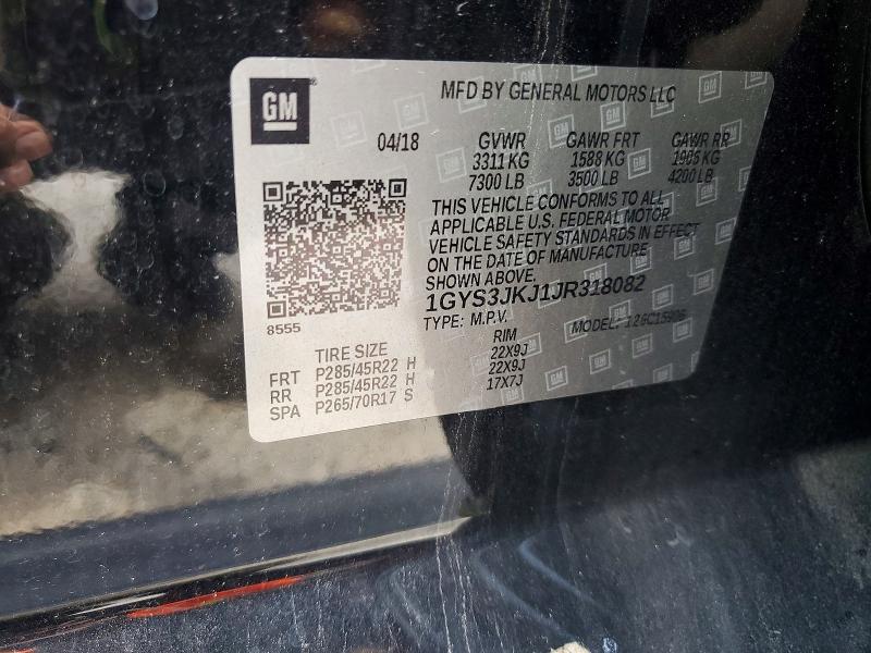 Aukcja sprzedaży 2018 Cadillac Escalade, vin: 1GYS3JKJ1JR318082, numer aukcji: 62882886