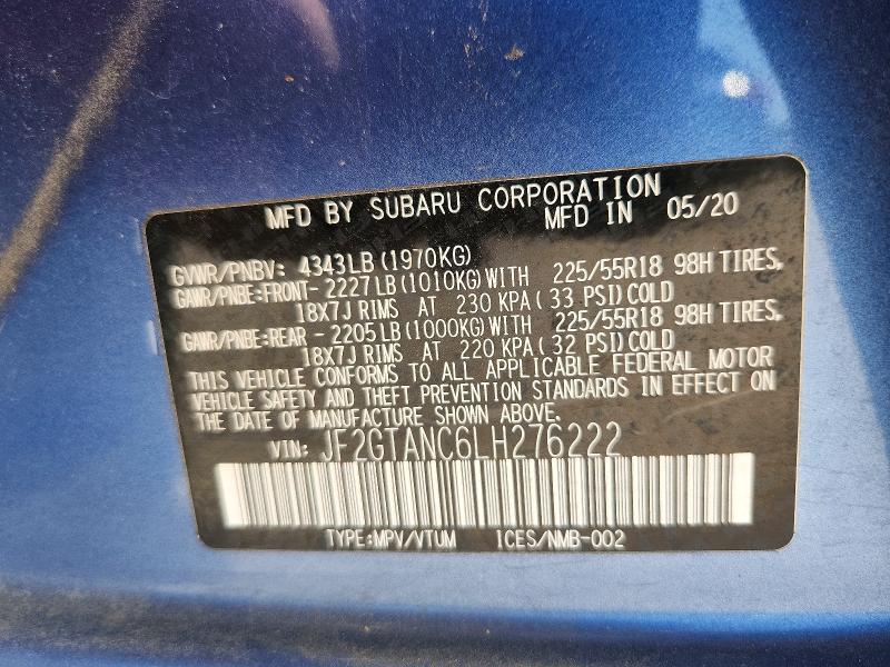 Продаж на аукціоні авто 2020 Subaru Crosstrek, vin: JF2GTANC6LH276222, номер лоту: 64485006