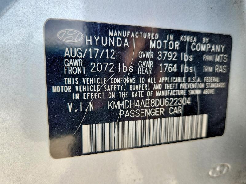 2013 Hyundai Elantra მანქანა იყიდება აუქციონზე, vin: KMHDH4AE8DU622304, აუქციონის ნომერი: 66247586