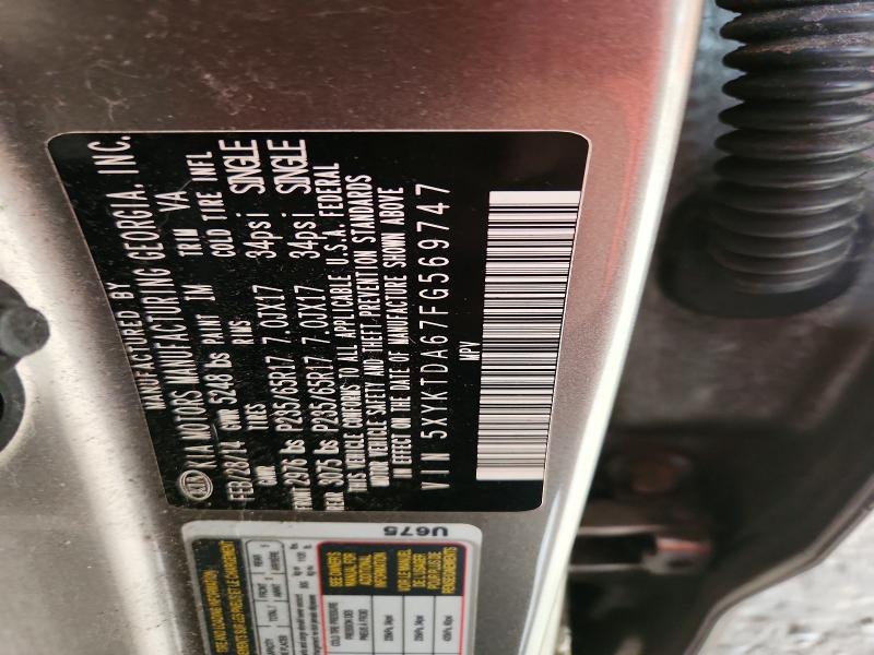 Aukcja sprzedaży 2015 Kia Sorento, vin: 5XYKTDA67FG569747, numer aukcji: 61575686