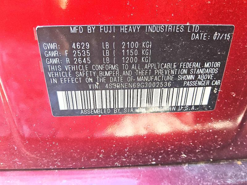 Aukcja sprzedaży 2016 Subaru Legacy, vin: 4S3BNEN69G3002536, numer aukcji: 64300416