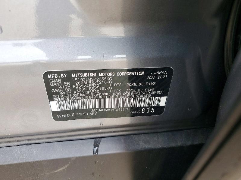 Продаж на аукціоні авто 2022 Mitsubishi Outlander, vin: JA4J4UA89NZ049876, номер лоту: 63164046