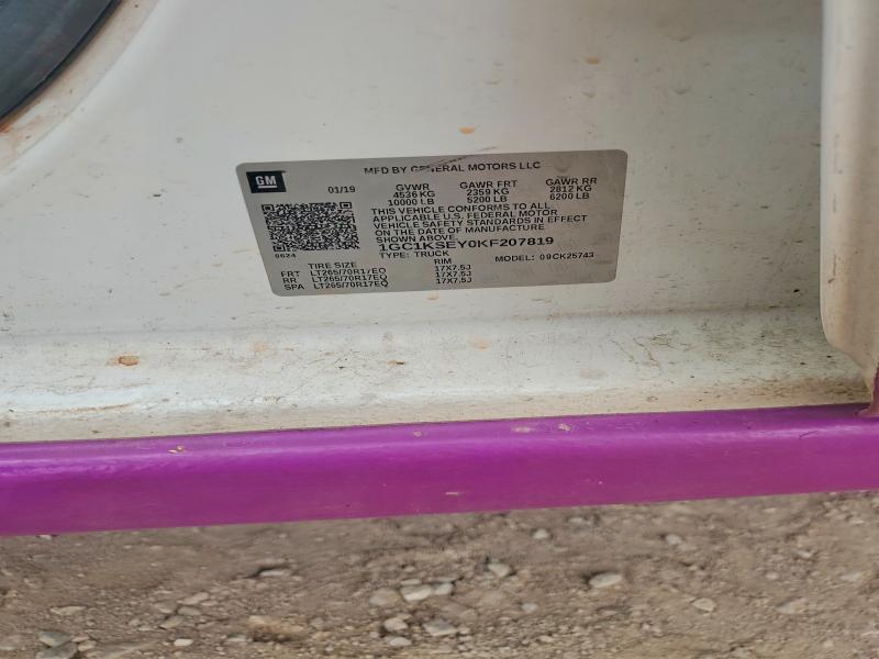 Aukcja sprzedaży 2019 Chevrolet Silverado, vin: 1GC1KSEY0KF207819, numer aukcji: 65343686