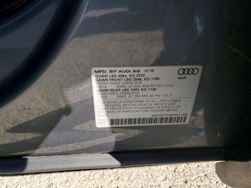 Aukcja sprzedaży 2015 Audi Q3, vin: WA1GFCFS9FR011388, numer aukcji: 58904556