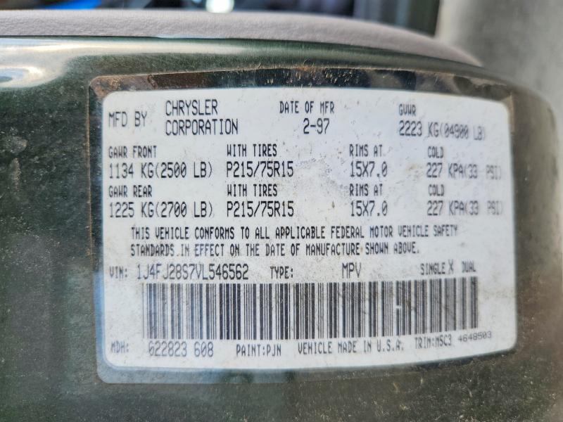 Auction sale of the 1997 Jeep Cherokee, vin: 1J4FJ28S7VL546562, lot number: 64439036
