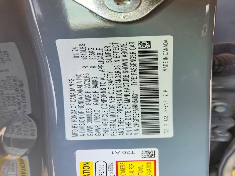 Продаж на аукціоні авто 2024 Honda Civic, vin: 2HGFE2F59RH548311, номер лоту: 66267336