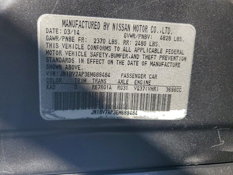 2014 Infiniti Q50 მანქანა იყიდება აუქციონზე, vin: JN1BV7AP3EM689484, აუქციონის ნომერი: 64495916