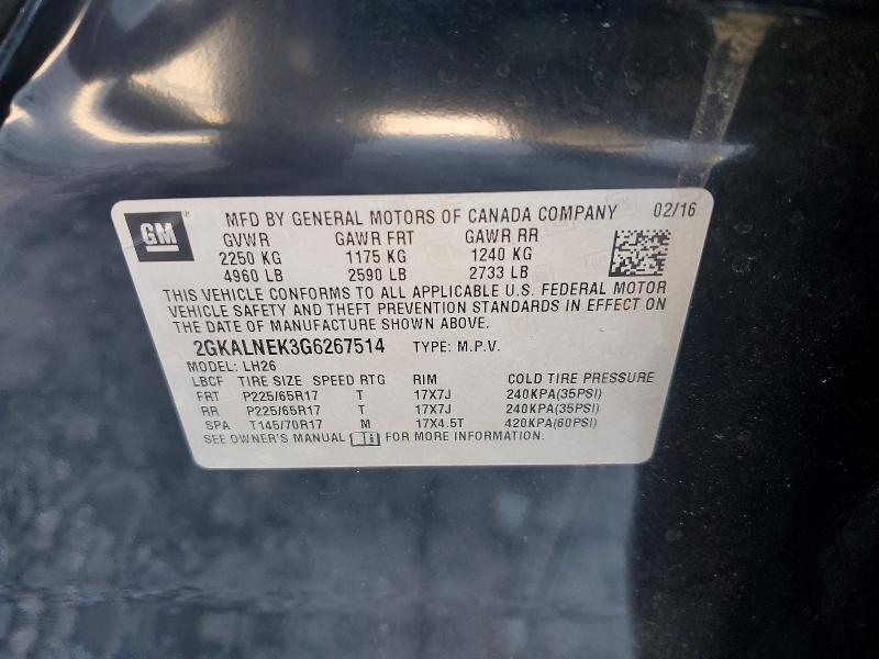 Aukcja sprzedaży 2016 Gmc Terrain, vin: 2GKALNEK3G6267514, numer aukcji: 65178906