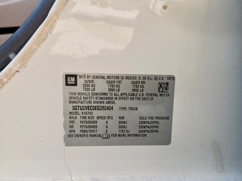 2014 Gmc Sierra მანქანა იყიდება აუქციონზე, vin: 3GTU2VEC8EG282404, აუქციონის ნომერი: 64398026