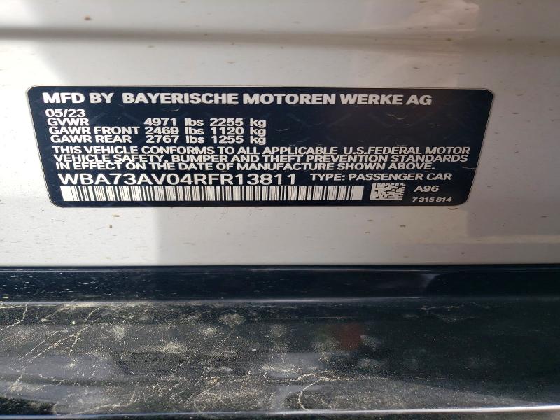 66433816 :رقم المزاد ، WBA73AV04RFR13811 vin ، 2024 Bmw 430xi مزاد بيع