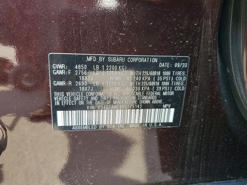 Продаж на аукціоні авто 2024 Subaru Outback, vin: 4S4BTANC4R3175142, номер лоту: 64610776