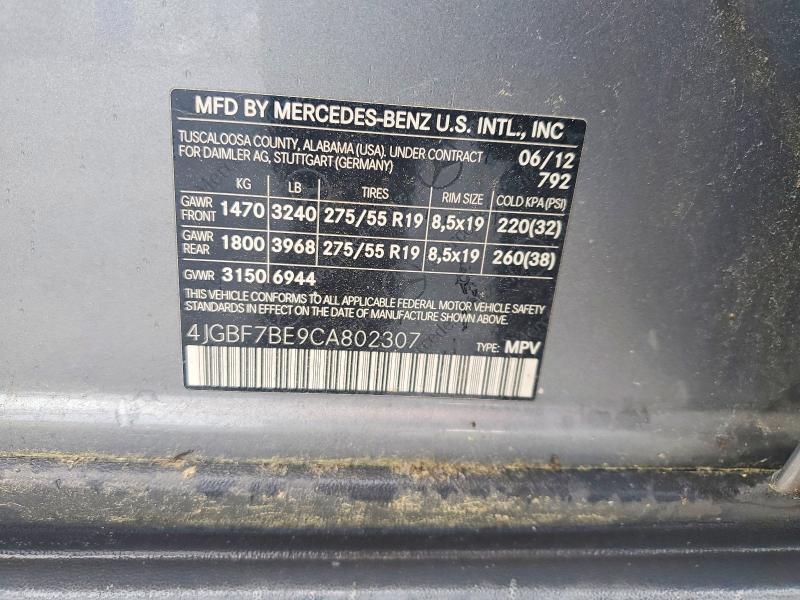 Aukcja sprzedaży 2012 Mercedes-benz Gl, vin: 4JGBF7BE9CA802307, numer aukcji: 63644696