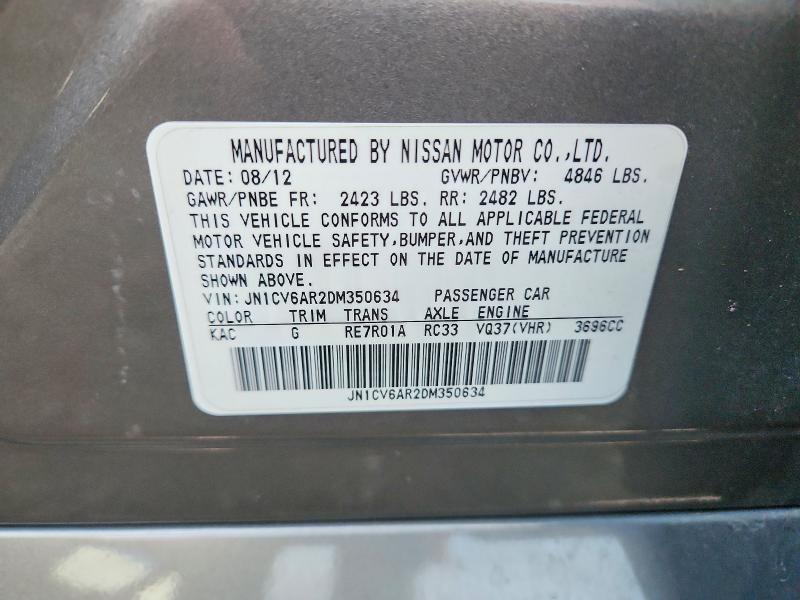 Продажа на аукционе авто 2013 Infiniti G37 Sedan, vin: JN1CV6AR2DM350634, номер лота: 65527576