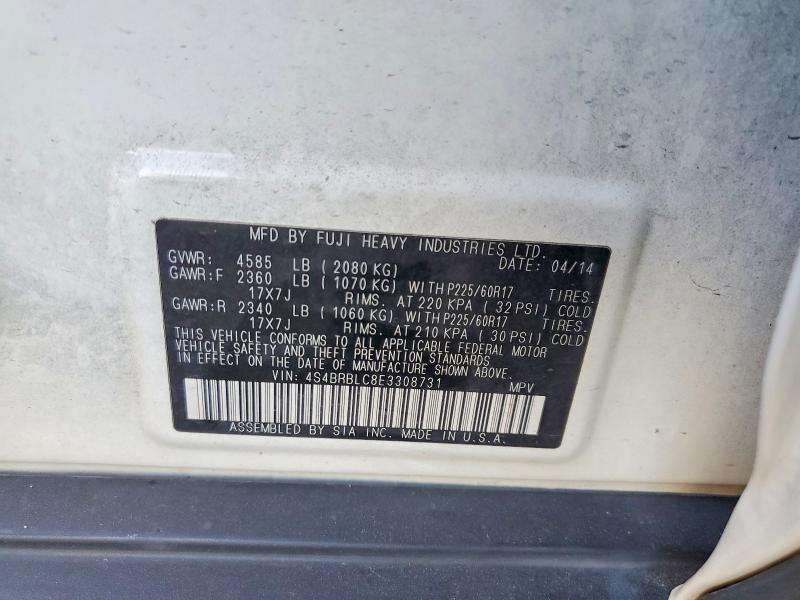 2014 Subaru Outback მანქანა იყიდება აუქციონზე, vin: 4S4BRBLC8E3308731, აუქციონის ნომერი: 63873176
