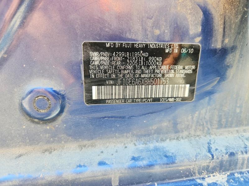 Продажа на аукционе авто 2011 Subaru Impreza, vin: JF1GE6A6XBH501753, номер лота: 66773126