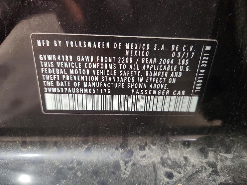 64855746 :رقم المزاد ، 3VW5T7AU8HM051176 vin ، 2017 Volkswagen Gti مزاد بيع