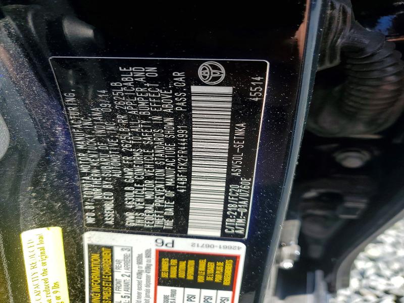 2015 Toyota Camry მანქანა იყიდება აუქციონზე, vin: 4T4BF1FK2FR444991, აუქციონის ნომერი: 63926486