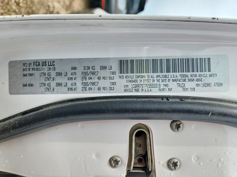 2019 Ram 1500 Classic მანქანა იყიდება აუქციონზე, vin: 1C6RR7ST7KS553319, აუქციონის ნომერი: 64461406
